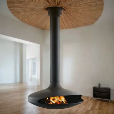 Suspended Steel Real Fire Eco Ethanol Indoor Free Standing Fireplace Black Decorative Hanging Wood Burning Stove